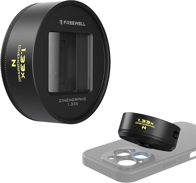 Freewell Neutral Streak 1.33x Anamorphic Lens with 17mm Mount Phone Case | Cinematic Wide-Screen Lens with Natural Light Streak Effect, Perfect for Night Cityscapes, Filmmaking by Freewell