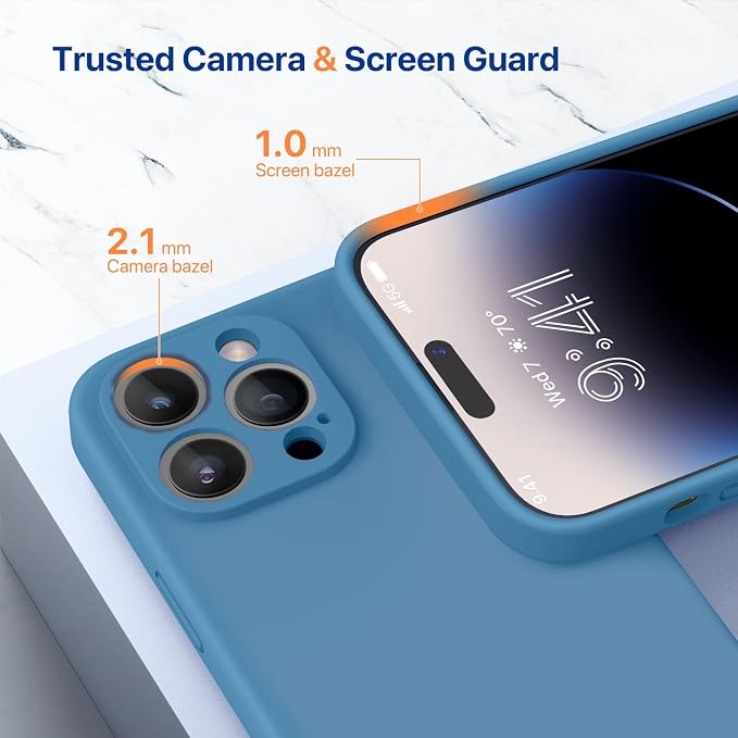 miracase Designed for iPhone 14 Pro Case, [Upgraded Camera Protection], Shockproof Liquid Silicone Rubber Phone Case Cover for 14 Pro 6.1 inch, Capri Blue - Image 3