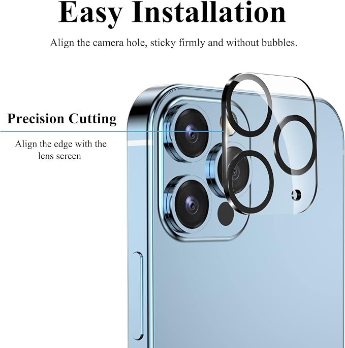 YWXTW [5 Pack Camera Lens Protector Compatible with iPhone 13 Pro Max 6.7" / 13 Pro 6.1" Tempered Glass, [Night Shooting Mode] Case Friendly, High Definition - Image 5