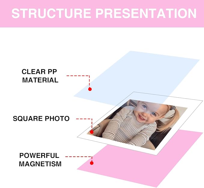 WOGOAZN Magnetic Picture Frame for Fujifilm Instax Square Instant Camera | Square Magnetic Photo Frames for Instax Square SQ40/10/20 Instant Camera 2.9"x3.4" Film, frame for fridge, Colorful, 30 Pack - Image 4