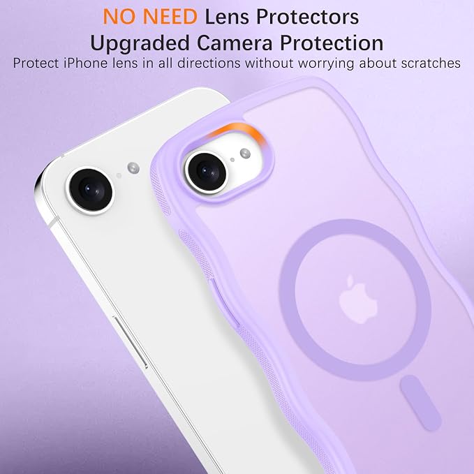 BENTOBEN Magnetic for iPhone 17e Case,Cute Wavy Frame [Compatible with MagSafe] Translucent Matte Anti-Slip Bumper Women Girls Boys Men Shockproof Drop Protective Cover for iPhone 17e,Light Purple - Image 7