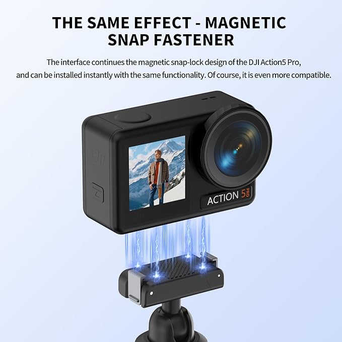 Magnetic Quick Release Extension Rod Compatible with DJI Osmo Action 5 Pro/4/3/360, Extendable Selfie Stick Tripod, Black, Portable Vlog Monopod with Non-Slip Grip - Image 3