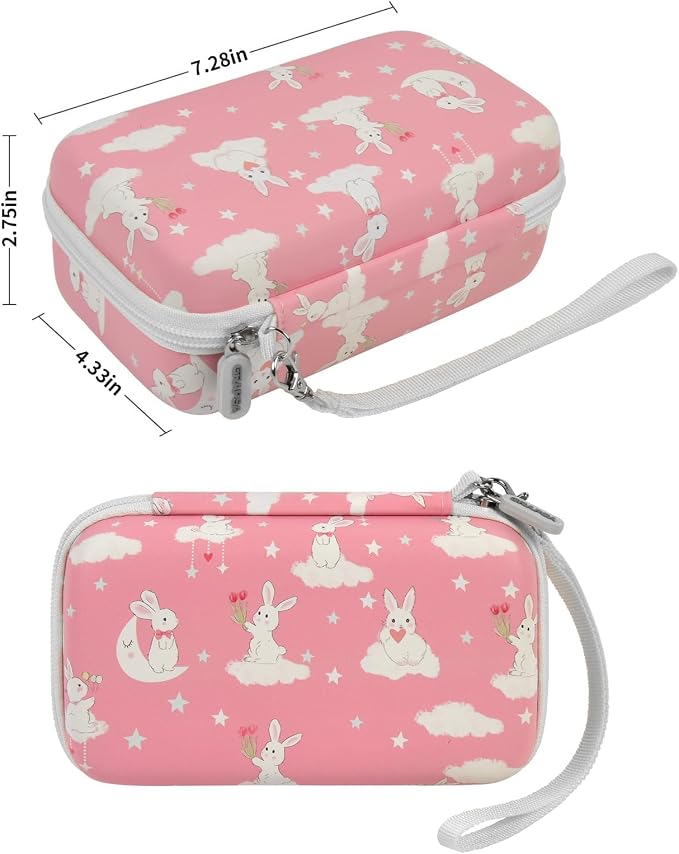 Kids Film Camera Case, Travel Storage Bag for Girls Boys | for ESOXOFFORE for Dylanto for Anchioo for WEEFUN for GKTZ for Amzelas for Mafiti, Mesh Pocket, Wrist Strap, Pink Rabbit - Image 5