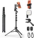 OMOTON TP02-Pro-PK 65" Magnetic Phone Tripod Kit with Fill Light & 2 Remote | Arca-type Base with a 1/4" Screw Hole, Adjustable Height, 10-level Adjustable Brightness, USB-C Charging, for iPhone 12-17 by OMOTON