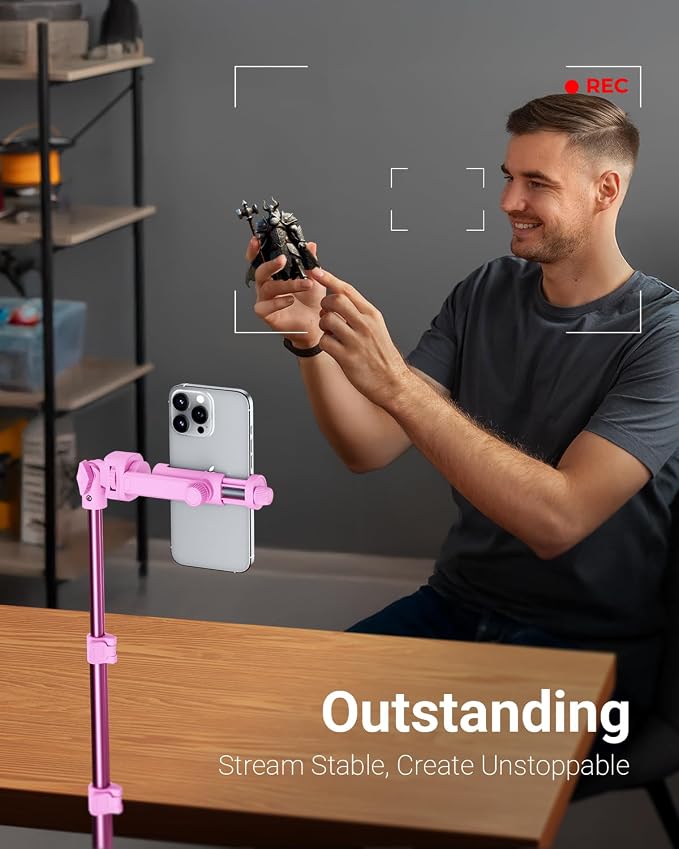 VIMOSE 66" Phone Tripod, Tripod for iPhone with Remote & Phone Stand | Extendable Cell Phone Tripod for Video Recording, Ultimate Tripod & Monopod Accessories for iPhone/Android, Ruby Star - Image 4