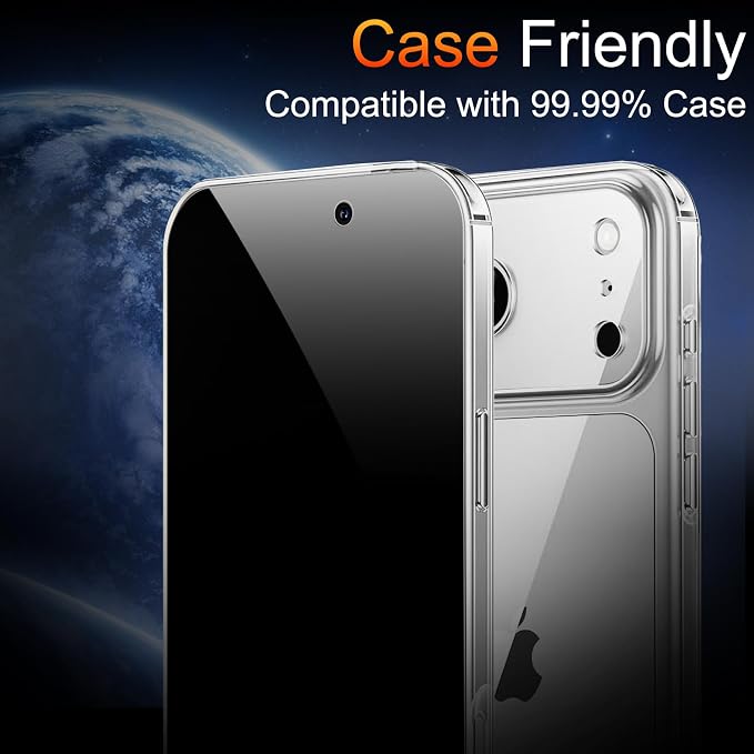 TZGZT Privacy Screen Protectors for iPhone 17 Pro Max, Tempered Glass, HD | 3 Pack, 9H+ Military Grade Shatterproof, Easy Installation, Bubble Free, Case Friendly, Dynamic Island Compatible - Image 7