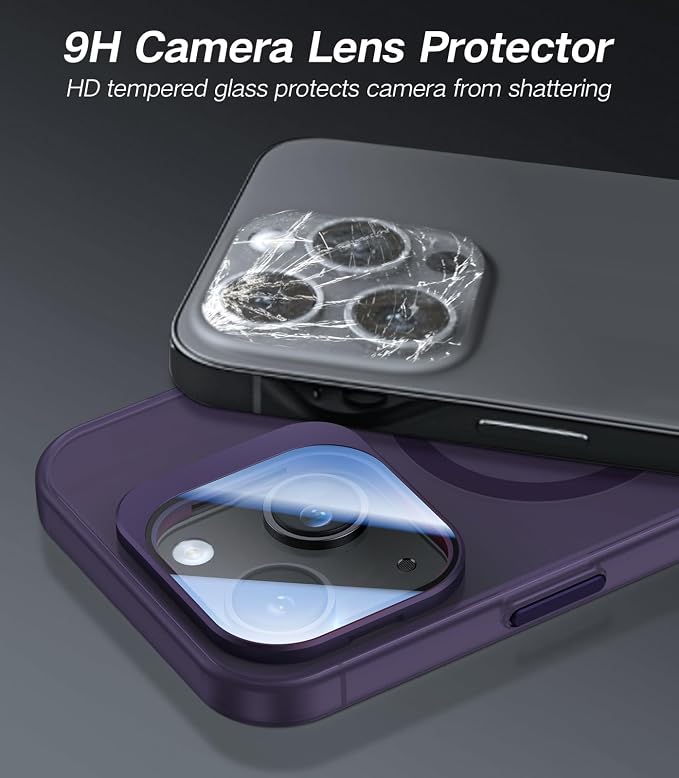 VOFATA for iPhone 14 Plus Case with Camera Cover Stand [Built-in 9H Camera Lens Protector][Fit for Magsafe] Military Grade Shockproof Translucent Matte Magnetic Phone Case 6.7",Purple - Image 2