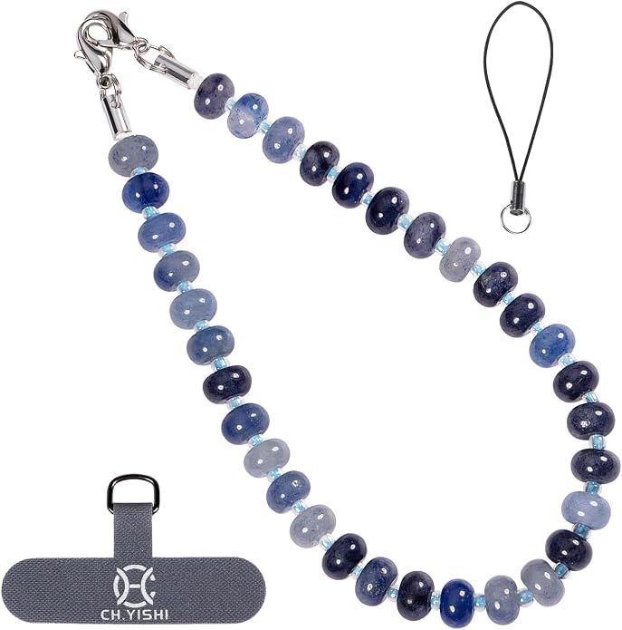 CH.yishi Crystal Beaded Phone Charm Wrist Strap Camera Lanyard | Handmade Cell Phone Chain,with Tether Tab,Keychain Bag Wallet Natural Stone Charm,Headphone Gemstone Decor,Camera Wrist Strap by CHyishi