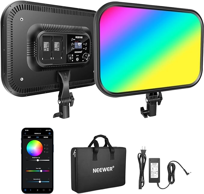 NEEWER 18.3" RGB LED Video Light Panel with APP Control, 360°Full Color, 1 Pack 60W Dimmable 2500K~8500K RGB LED Panel CRI/TLCI 97+ with 17 Special Scenes Effect for Game YouTube Zoom Photography by Neewer