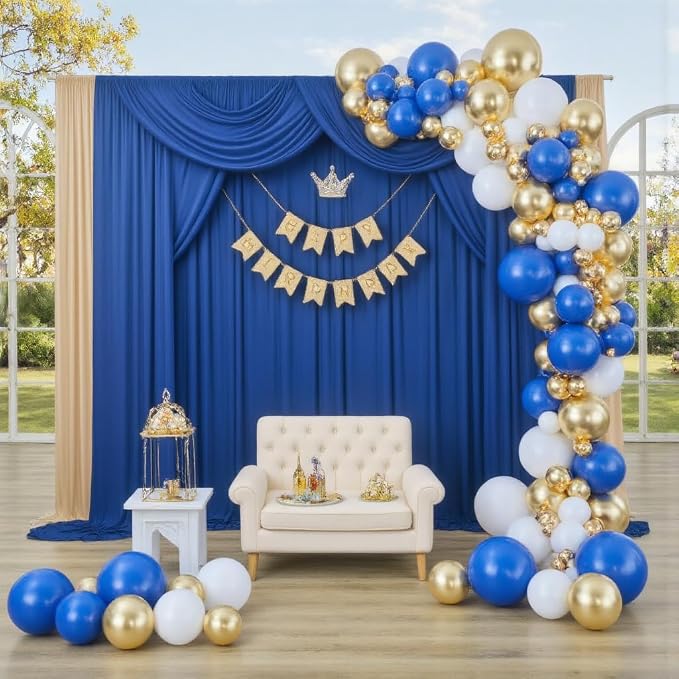 20x12 ft Royal Blue Backdrop Curtains for Weddings, Birthdays and Photos | 4 Panels 5x12 ft, Wrinkle-Free Polyester Drapes, Washable, Ironable, 4 in Rod Pocket for Baby Showers Photography Background - Image 9