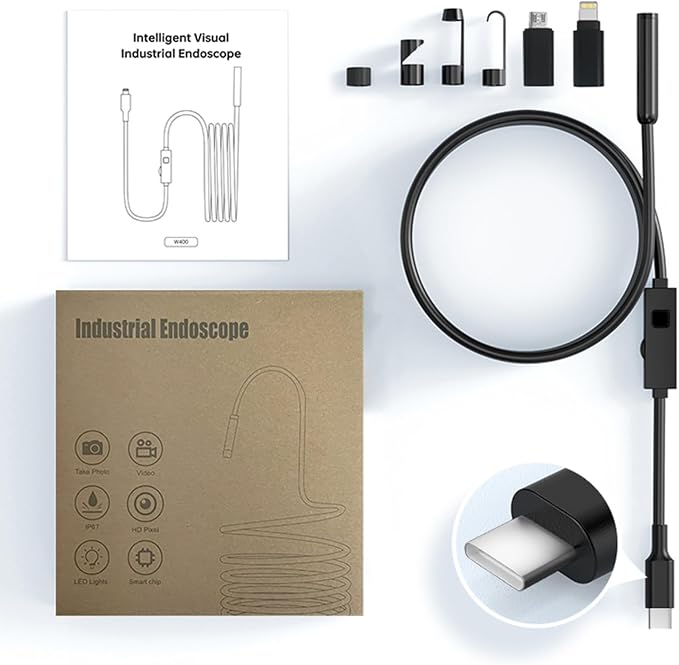 1920P HD Dual Lens Endoscope Camera Semi-Rigid Snake Cable IP67 Waterproof 8LED Lights Dimmable HD Industrial Pipeline Inspection Probe Compatible with Smartphones Endoscope Camera (9.9ft) - Image 8
