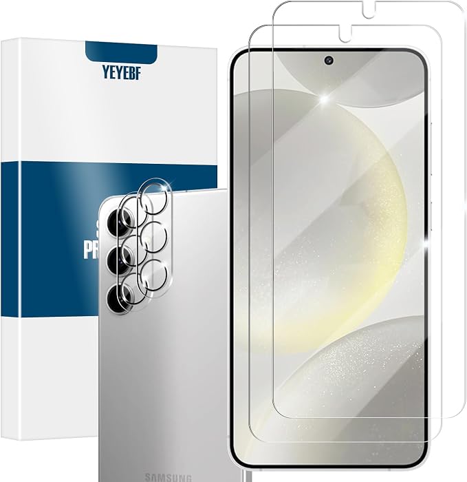 Galaxy S24 Screen Protector + Camera Lens Protector, [2 +2 Pack] [Ultrasonic Fingerprint Unlock] [Case Friendly] Full Coverage Tempered Glass Screen Protector For Samsung Galaxy S24 by YEYEBF