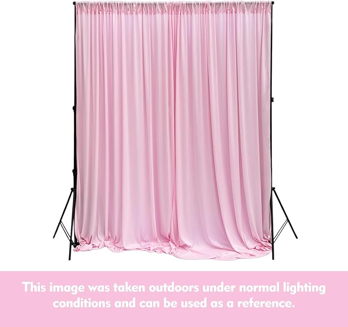 10ft x 10ft Light Pink Backdrop Curtains for Parties, Polyester Fabric Backdrop Drapes with Rod Pockets for Weddings, Birthday, Photography, Mother's Day, Graduation Party Background Curtain, 2 Panels - Image 7
