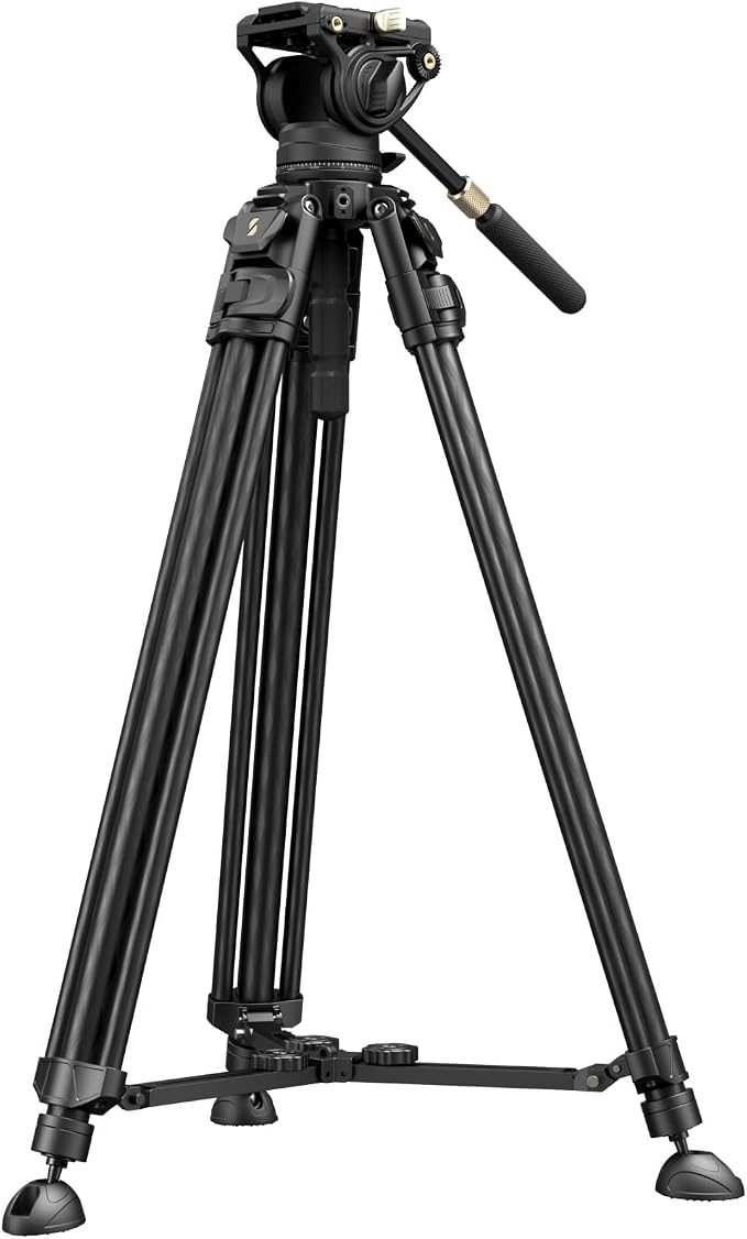 SmallRig AD-50 Max Heavy Duty Video Tripod, 68.5" Carbon Fiber Lightweight Tripod with FreeSpeed One-Step Height Adjustment, Fluid Head, Dual-Mode QR Plate, Load up to 17.6lb by SmallRig