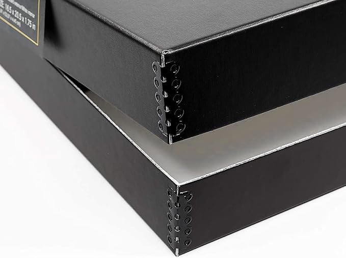 Lineco 16x20 Black Clamshell Archival Folio Storage Box, 1.75" Deep | Acid-Free with Metal Edge. Preserves Picture Longevity, Organize Photos or Documents, Crafts, DIY - Image 3