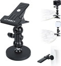 UTEBIT Dual Ball Head Cameras Clip for GoPro, with 1/4'' Swivel Mount | 66mm Strong Magnetic Base with 360° Dual Ball Heads for Studio Backdrops, Video Lights, Photography Accessories Clamp, Black by UTEBIT