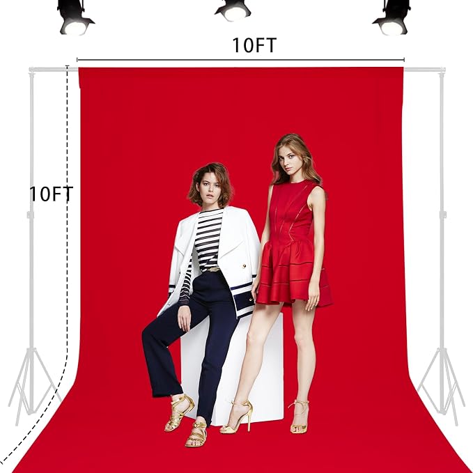 TRLYC Red Photography Backdrops 10x10 FT Seamless Background for Studio | Red Backdrop for Photoshoot Video Backgrounds Screen Party Wrinkle-free Polyester Non-Glare Rod Pocket Easy Setup - Image 4
