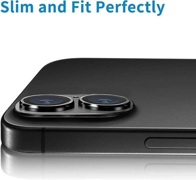 Compatible with iPhone 16 and 16 Plus Camera Lens Protector, Anti-Scratch Tempered Glass Metal Camera Screen Protector Shockproof Full Protective Lens Cover, Black - Image 5