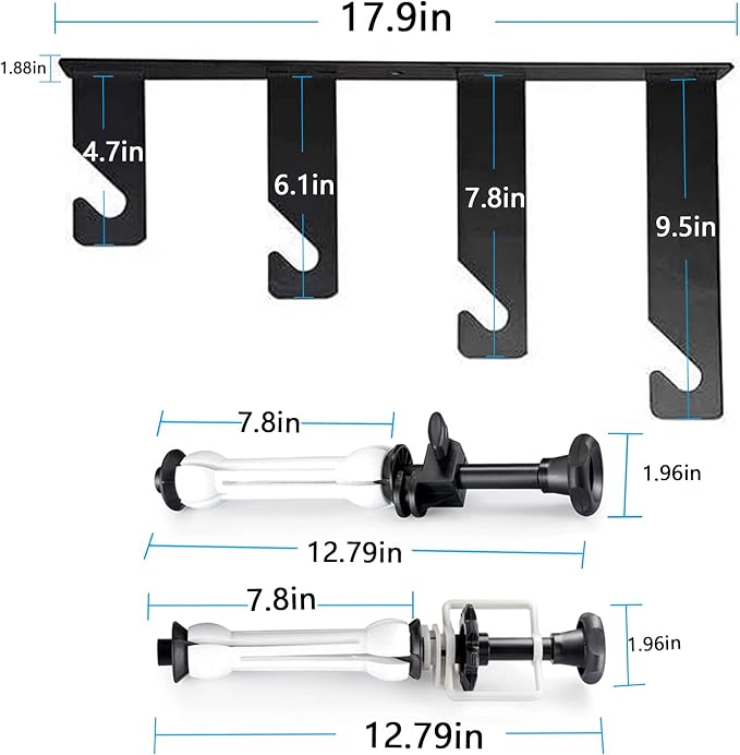 Photography Backdrop Wall Mount Roller System 4 Support Rollers | Manual Photo Background Ceiling Holder, Including 2 Four-fold Hooks, 8 Expand Bars, 4 Chains, for Home Studio Live Shooting - Image 6