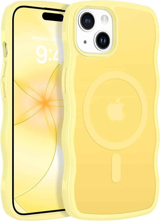 BENTOBEN Magnetic for iPhone 15 Plus/14 Plus Case,Cute Wavy Frame [Compatible with MagSafe] Translucent Matte Women Girls Boys Men Cute Shockproof Protective Cover for iPhone 14 Plus/15 Plus,Yellow - Image 9