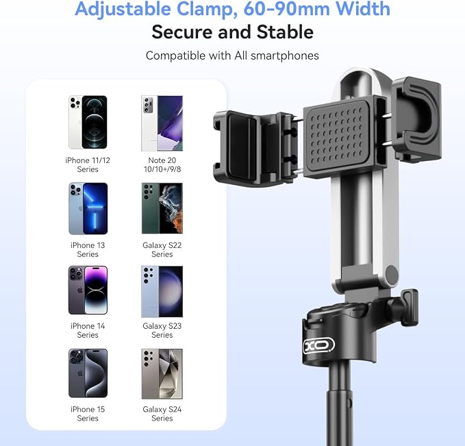 Retractable Mini Tripod for Cell Phone, Portable Selfie Stick Travel Phone Tripod with Remote Control Cell Phone Holder, Sturdy & Stable Adjustable Multi-Angle Shot Selfie Stick for Video Recording - Image 6