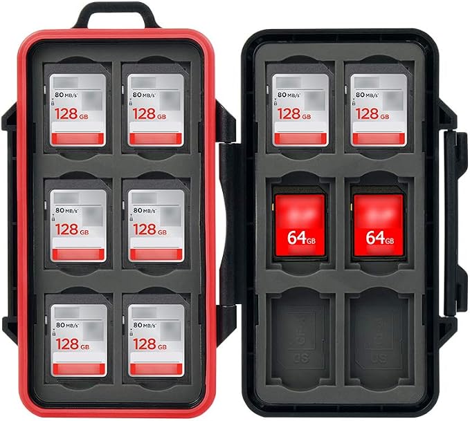 PROfezzion Memory Card Case for 12 CFexpress Type-A and 12 SD SDHC SCXC | 24 Slots Memory Card Holder, Water-Resistant & Anti-Shock, Hard Shell with Rubber Interior, Compact & Easy Carrying - Image 8