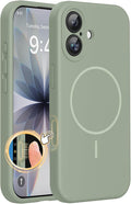 Miracase Silicone & Magnetic for iPhone 17 Case, Patina Green | Compatible with MagSafe, Silicone Camera Control Cover, Soft Microfiber Lining, Shockproof Drop Protection Phone Case for 17 by Miracase