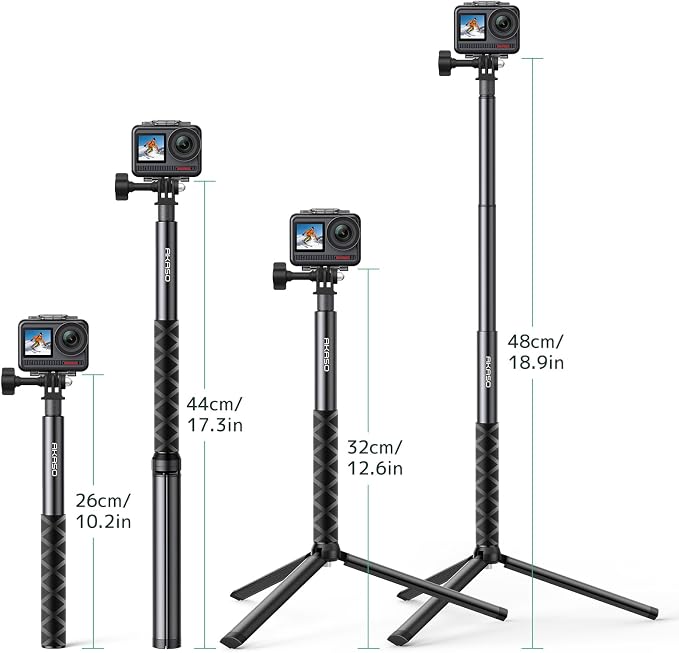 AKASO 49.2"/120cm Selfie Stick Tripod Extendable Action Camera Mount | Compatible with AKASO EK7000/Brave 4/EK7000 Pro/Brave 7 LE/Brave 7/GoPro Hero 13/12/11/10/ 9/Max/DJI Osmo Action 5/4/3 - Image 4
