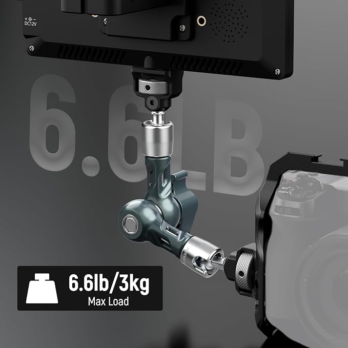 NEEWER 7" Articulating Magic Arm, Camera Monitor Mount Ball Heads Anti Twist Pins 1/4" 3/8" Screws for DSLR Action Camera Webcam Video Light Compatible with SmallRig Cage Rig, Max Load 6.6 lbs, UA082 - Image 5