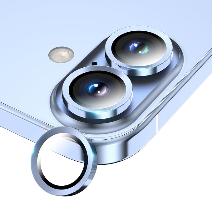 Camera Lens Protector for iPhone 17/16/16 Plus- Mist Blue | 9H Tempered Glass, Metal Individual Camera Cover, Accessories, Anti-drop, Case Friendly, HD Clear, Anti-Scratch by WumigooProducts