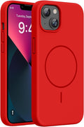 Miracase Silicone & Magnetic for iPhone 13 Case, Red | Compatible with MagSafe, Soft Microfiber Lining, Premium Silicone Cover Shockproof Drop Protection Phone Case for 13 by Miracase