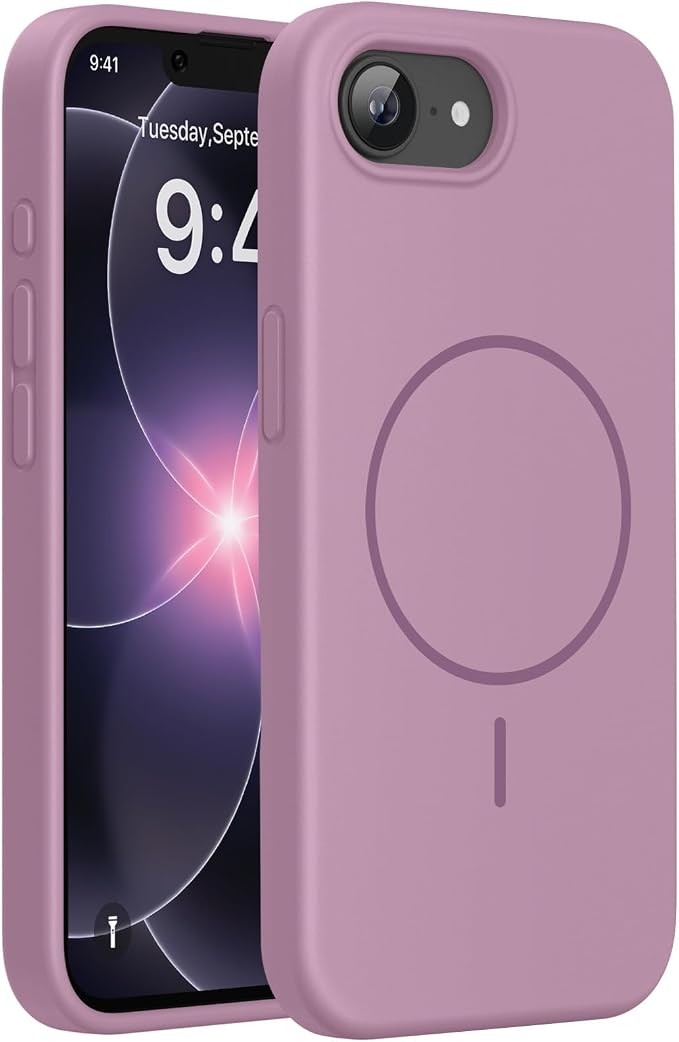 miracase Magnetic for iPhone 17e Case & iPhone 16e Case, [Soft Anti-Scratch Microfiber Lining], Compatible with MagSafe, Silicone Shockproof Protection Phone Case for iPhone 17e/16e, Blackcurrant by Miracase