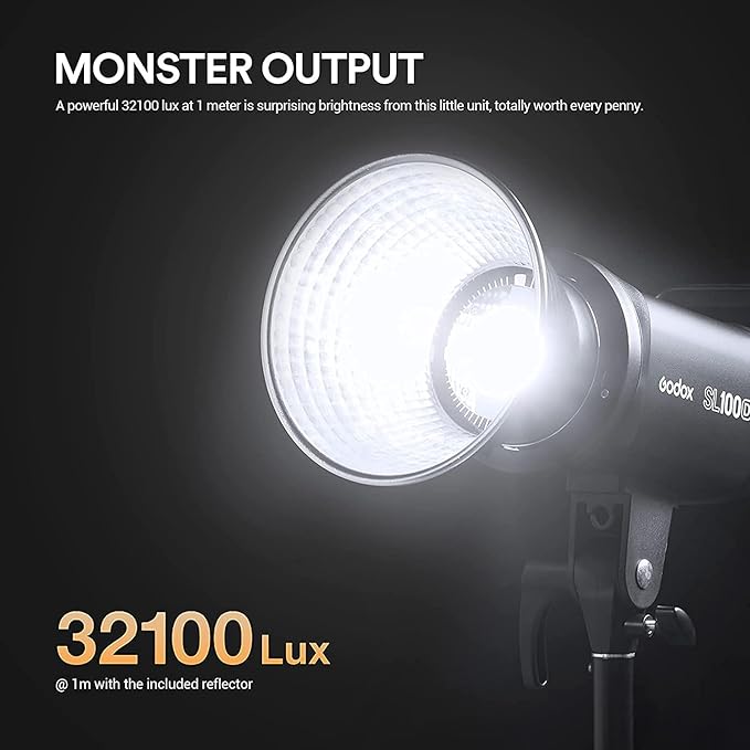 Godox SL100D LED Video Light,100W TLCI≥97 CRI≥96,5600K Continuous Lighting, 8 FX Lighting Effects, 32100Lux @1M Bowens Mount COB LED Continuous Light for Video Shooting,Content Creating,Photography - Image 2