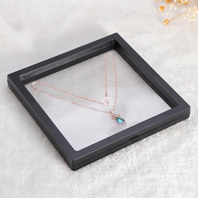 Gatuida Floating Frame Display Case for and Jewelry Black Transparent Pe Film Showcase for Medals Stamps and Memorabilia Use - Image 3