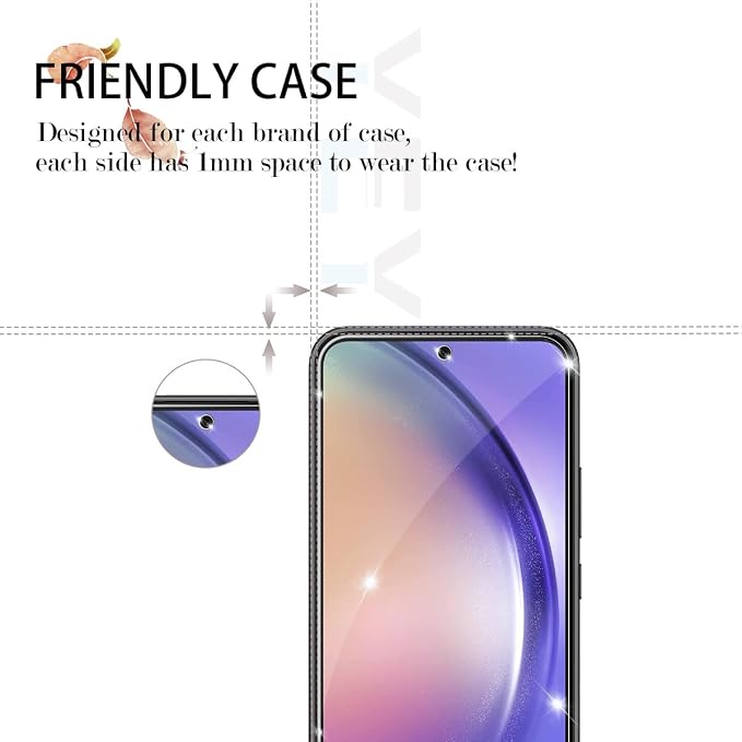 Galaxy A54 HD Clear Tempered Glass Screen Protector + Camera Lens Protectors, [2+2 Pack] [3D Glass] [Anti-Glare] [Bubble-Free] Screen Protector Glass For Samsung Galaxy A54 - Image 4