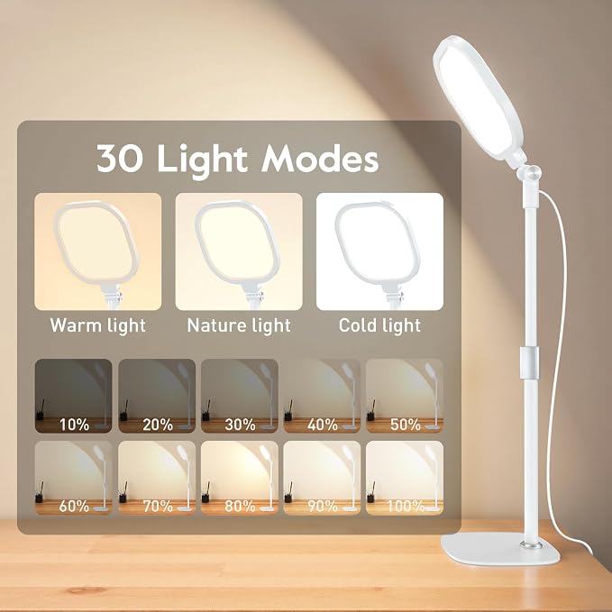 Video Conference Lighting for Zoom with Stand, 30 Modes, CRI>98 | Edge-lit Eye-care Full-screen Ring light, Dimmable with 360° Stand, Memory Func for Zoom, Video Calls, Live Streams, Webcam - Image 5