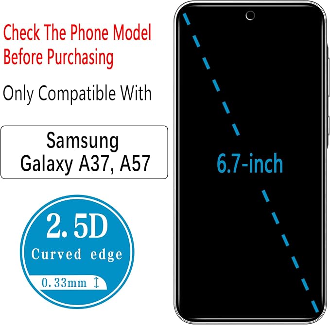 2+2 Pack Privacy Screen Protector for Samsung Galaxy A37 5G | Anti Spy Tempered Glass, with Camera Lens Protector, Anti Scratch, Bubble Free - Image 2