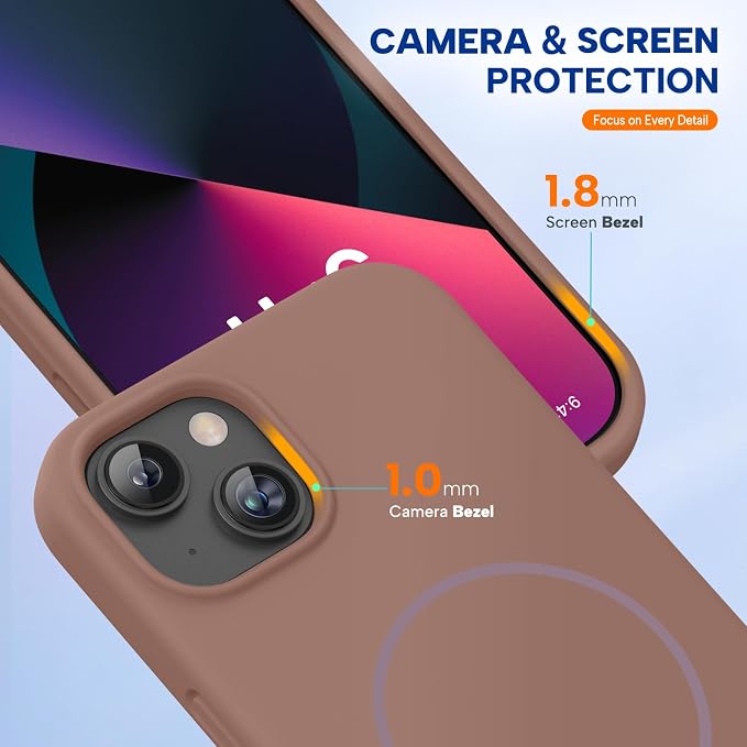 miracase Magnetic for iPhone 13 Case, [Soft Anti-Scratch Microfiber Lining], Compatible with MagSafe, Liquid Silicone Case Shockproof Drop Protection Phone Case for 13, Chocolate - Image 8