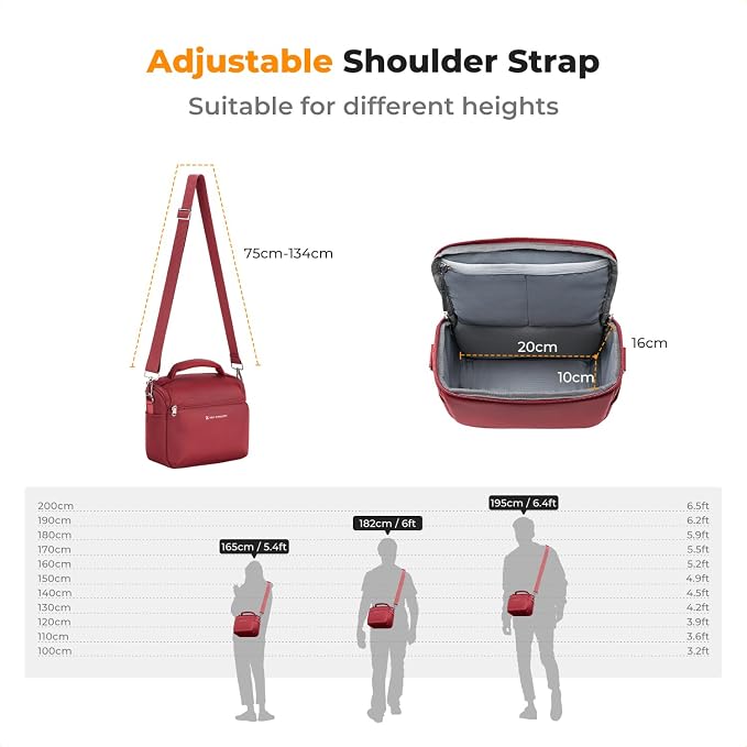 K&F CONCEPT Camera Sling Bag Small Crossbody Bag | For DSLR/SLR Camera, Cute & Compact, Shoulder Photography Bags, Compatible for Canon/Nikon/Sony, BS09 - Image 7