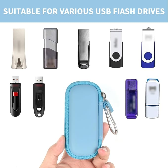 USB Flash Drive Case, SD Card/Thumb Drive/Memory Cards Holder, Bag Only | SDXC/SDHC Storage, Electronic Accessories Organizer for SanDisk / for Samsung, for Students/IT/Office/School/Travel,LightBlue - Image 2