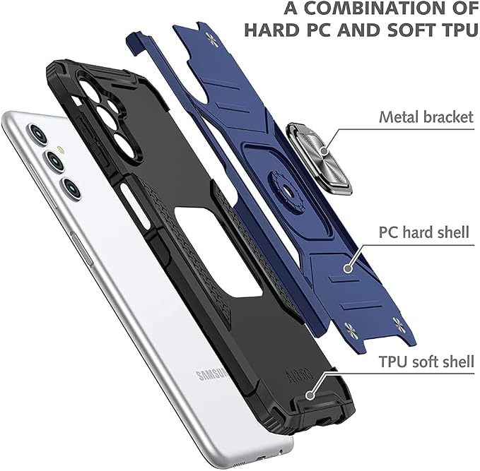HNHYGETE for Samsung A13 5G Case, Galaxy A13 5G Case with Screen Protector, 360°Military Grade Rotatable Kickstand (Heavy Duty) Protective Cases for Samsung Galaxy A13 5G (Blue) - Image 5