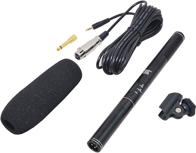 Ruittos Condenser Interview Microphone Photography Shotgun Mic for Video Camcorders DSLR DV Camcorder 11 inches/27cm Camera Microphone with Metal Holder, Anti-Wind Foam Cap XLR Cable - Image 2