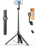 ANXRE 71" Magnetic Phone Tripod with Universal Clamp,N Mag3 Selfie Stick | Extra Tall, Rechargeable Remote, Comapct Phone Stand for Travel Vlogging Filming, Compatible with iPhone/Samsung/Android by ANXRE