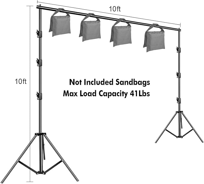 Photo Background Support System with 10 x 10ft Backdrop Stand Kit,10 x12ft 100% White Cotton Muslin Backdrop,Clamp,Carry Bag for Photography Video Studio - Image 6