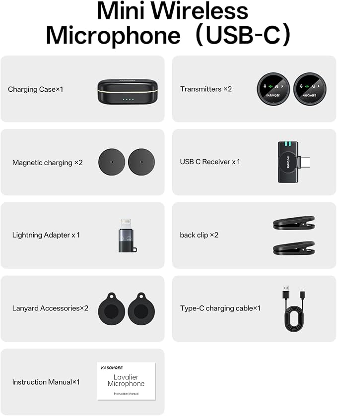Wireless Lavalier Microphone for iPhone 17/16/15/14, iPad & Android, Magnetic Clip-on Mini Mic with Charging Case,30H Playtime Plug-Play Lapel Lavalier Mic for Vlog TikTok, AI Noise Reduction - Image 9