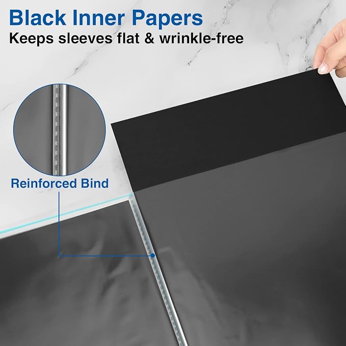 Sooez Art Portfolios 11x17, Portfolio Folder with 30 Pockets & Black Inner | Large binder sleeves, Display 60 Pages, 11x17 Presentation Book for Artwork Storage, Binder with Plastic Sleeves for Artist - Image 2