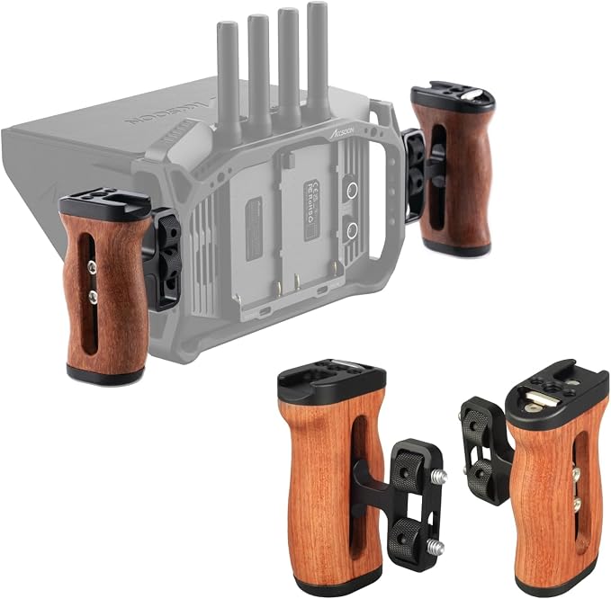 Accsoon Side Handle Handgrip for CineView M7H Pro/M7 Pro/M7 Camera Monitor with 1/4"-20 Threaded Holes, 35mm Up and Down Adjustable Reversible Grip for Monitor/Smartphone/iPad/Tablet/DSLR Cage-1 Pair by Accsoon