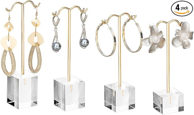 MOOCA 4-Piece Acrylic Earring Display Stand Set | Premium acrylic bracelet and necklace display, easy to assemble for travel, trade shows, home, or retail displays by Mooca