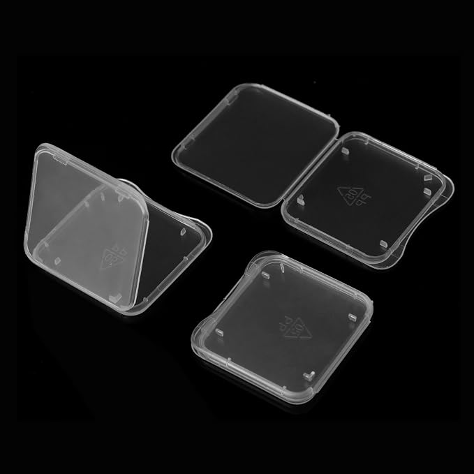 SD Card Holder, WOVTE Plastic SD MMC SDHC PRO Duo Memory Card case Holder Jewelery Case Transparent White Pack of 20 - Image 5