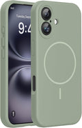 miracase Magnetic for iPhone 16 Plus Case, [Soft Anti-Scratch Microfiber Lining], Compatible with MagSafe, Liquid Silicone Shockproof Drop Protection Phone Case for 16 Plus,Patina Green by Miracase